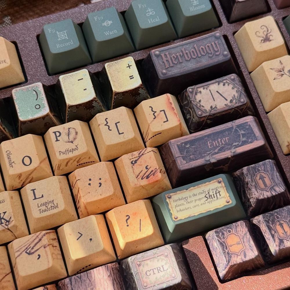 Herbology Theme Keycap Set PBT 143Key Custom Personalized Keyboard Cap Cherry Profile KeyCap for Mechanical Keyboard Accessories