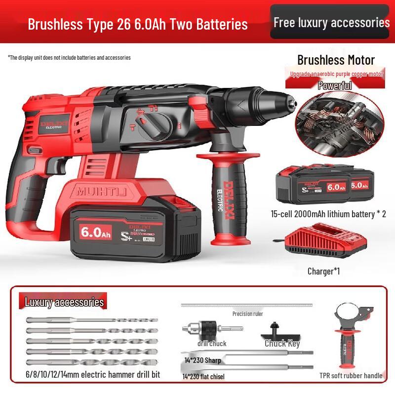 Delixi Brushless Lithium-Ion Rotary Hammer CN plug (adapter included)