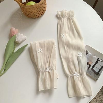 1 Pair Wide Fairy Style Ice Silk Sunscreen Sleeves Bow Ice Sleeves Arm Cover  Outdoor Activities