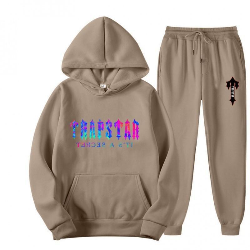 Set Tuta con Felpa con Cappuccio Oversize Unisex e Pantaloni Jogger Stampa Lettere Multicolore Outfit Casual
