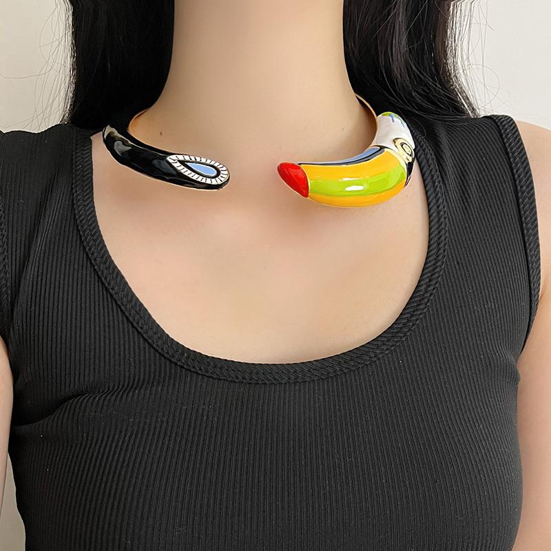 Retro Übertrieben Metall Bunt Öl Tropfen Papagei Halskette Damen Mode Luxus Offenes Design Anstecknadel Brosche Stilvolles Accessoire
