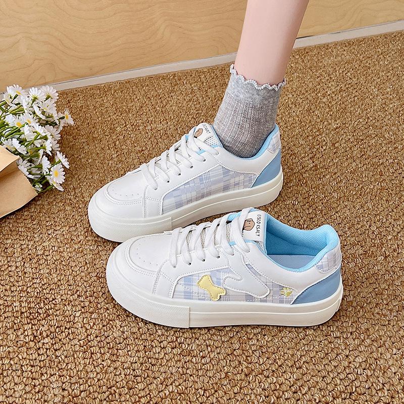 Retro student veelzijdige blauwe board schoenen dames zomer dikke zool ademende casual broodschoenen canvas schoenen dames