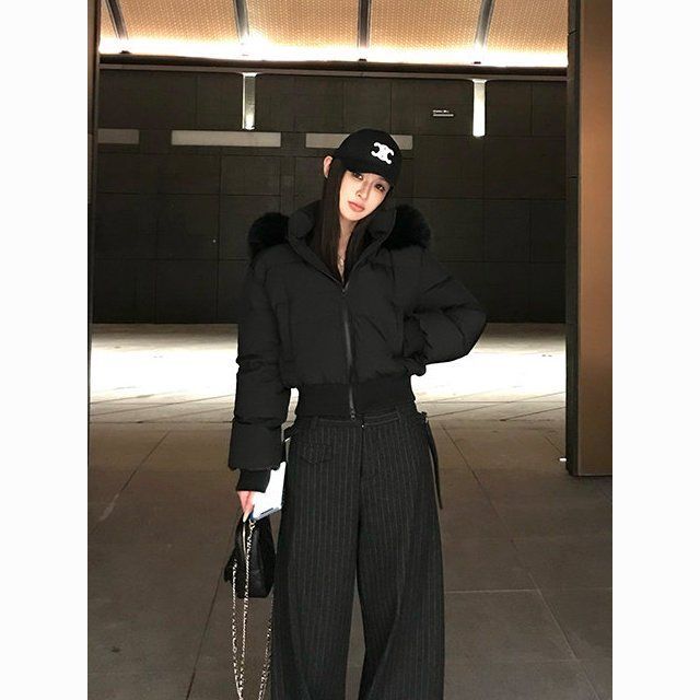 Simple Solid Color Short Parka Coat Street Zipper Hooded Short Cotton Clothing  Winter Clothes Women Jacket Women