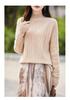 Autumn 100% Pure Wool Cable Knit Half-High Neck Sweater - Solid Color, Loose Fit