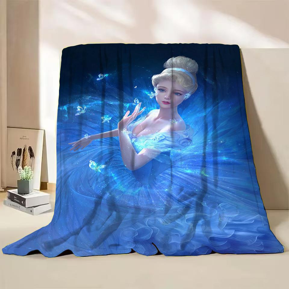 Disney Cinderella Flannel Thin Blanket.Four Season Blanket. Travel Picnic,for Sofa,Beds,Living Rooms,Fluffy Blanket Gifts
