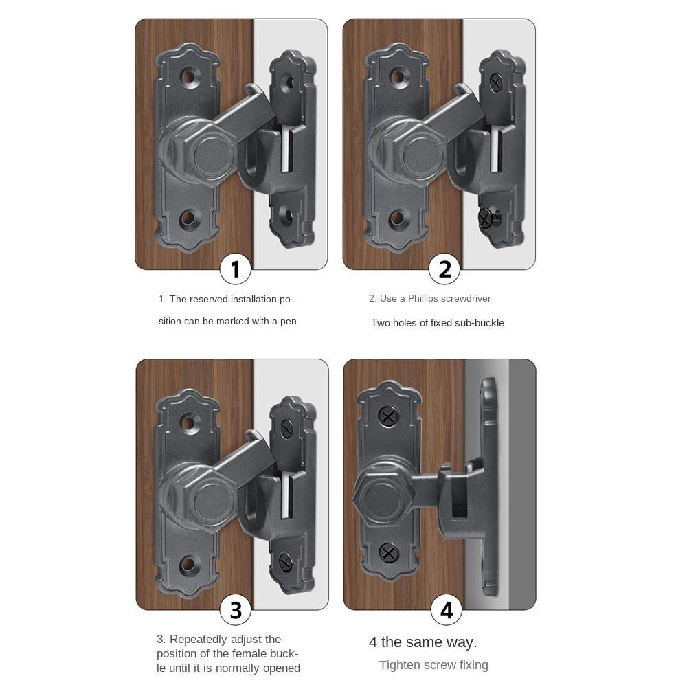 Anti-theft Door Hasp 90 180 Degree Door Bolts Sturdy Door Buckle  Kitchen Bedroom Bathroom
