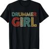 Drummer Girl Retro Vintage Drumming Musician Percussionist T-Shirt