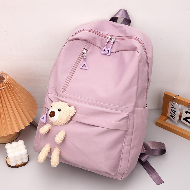 Stylish Black Purple Pink Blue Canvas Backpack For High School College Students With Large Capacity