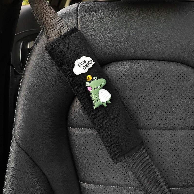 Cute Cartoon Car Seat Belt Shoulder Cover Soft Faux Fur Women Goddess Car Decoration