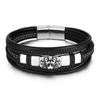 Men's Multi-layer Woven Leather Bracelet, European and American Punk Stainless Steel Lion Head Bracelet, Men's Leather Rope Bracelet.