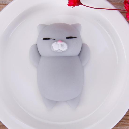 Søt tegneseriekatt Squishy leketøy Stressrelief Myk minidyrklemmelekegave