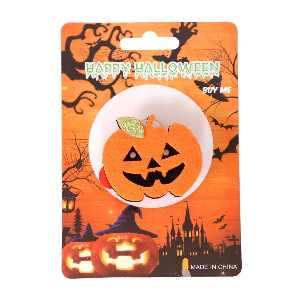 Adorable Halloween Felt Brooches Featuring Glow-in-the-dark Skeletons And Pumpkins