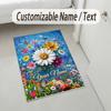 Floral Garden Art Theme Soft Crystal Velvet Rug Custom Name & Text Print Non Slip Floor Rug for Bedroom Living Room