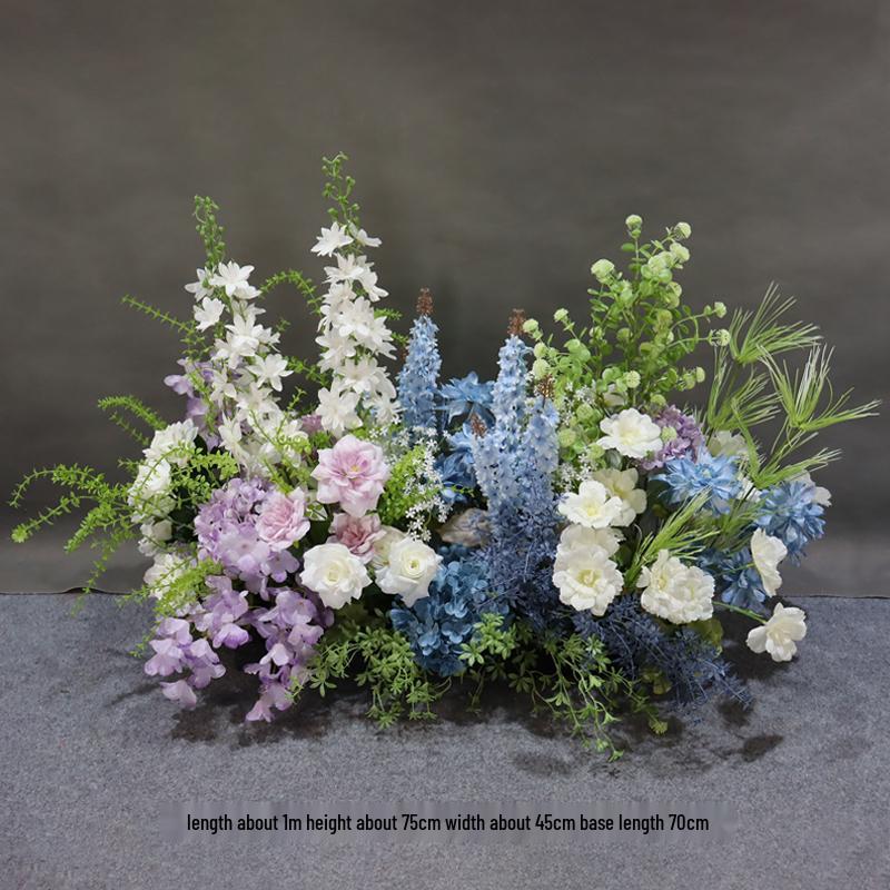 Mori Style Silk Floral Aisle Decoration In Blue & Purple
