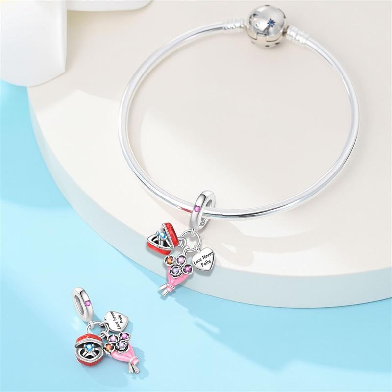 Copper Handheld Flower Ring Pendants Charm Jewelry Fits Genuine Bracelets Necklaces For Women DoItYourself Gifts