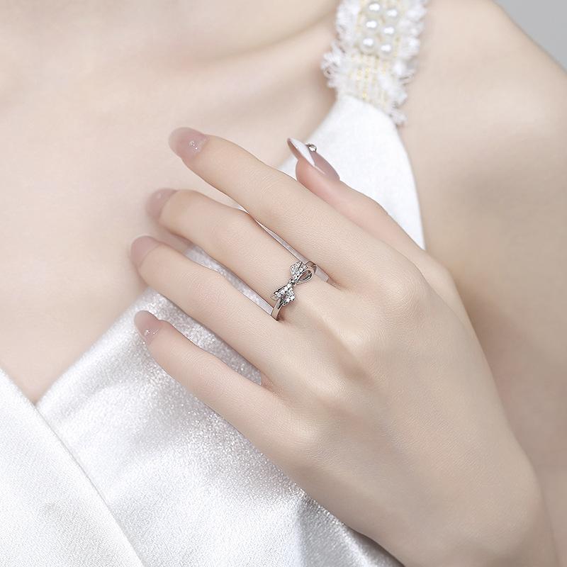 Light Luxury Design Live Adjustable Ring Niche High-end Bow Ring Women's Jewelry 2026