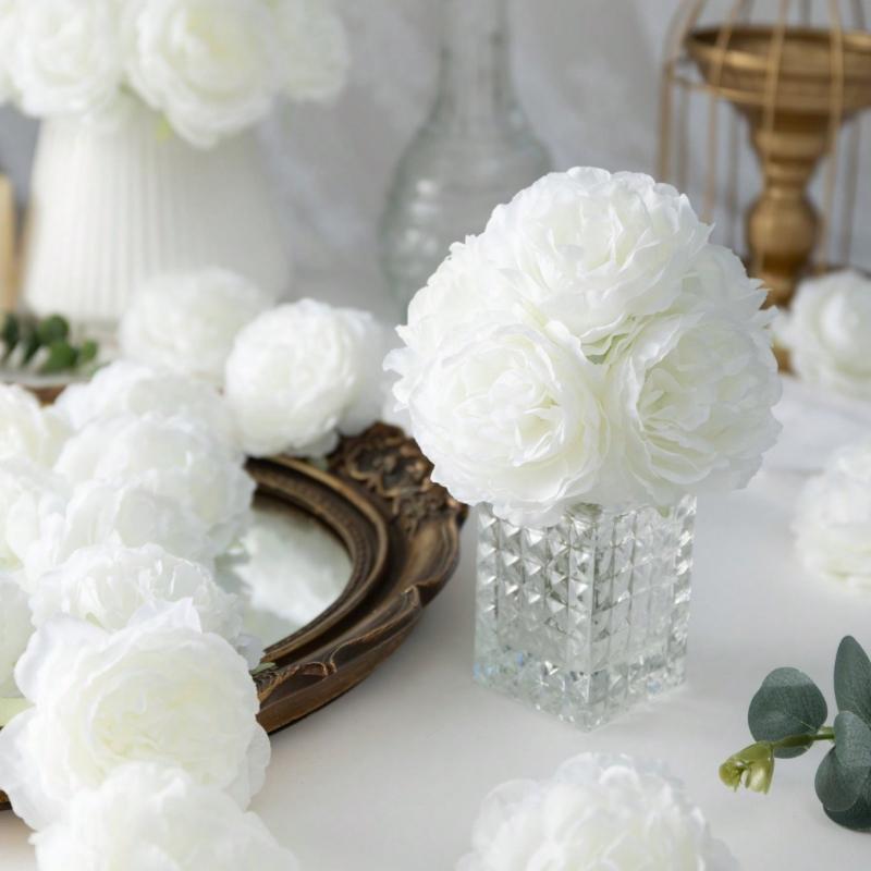 1Pcs Artificial Peony Flower Heads Rose Red Faux Flower Silk Artificial Flower Heads Simulated Penoy For Wedding Party Decoration, Cake Decoration