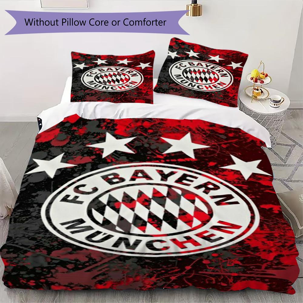 Set Copripiumino Trapuntato con Fantasia FC Bayern Monaco Copripiumino Federa Decorazione per la Casa Regalo di Compleanno (1 * copripiumino + 2 * federe senza imbottitura)45