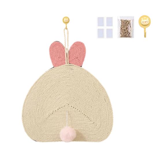 Sisal Cat Scratcher Mat Cartoon Design Cat Scratching Pad with Sticker Tape for Floor Wall To Protect Couch Carpet Furniture