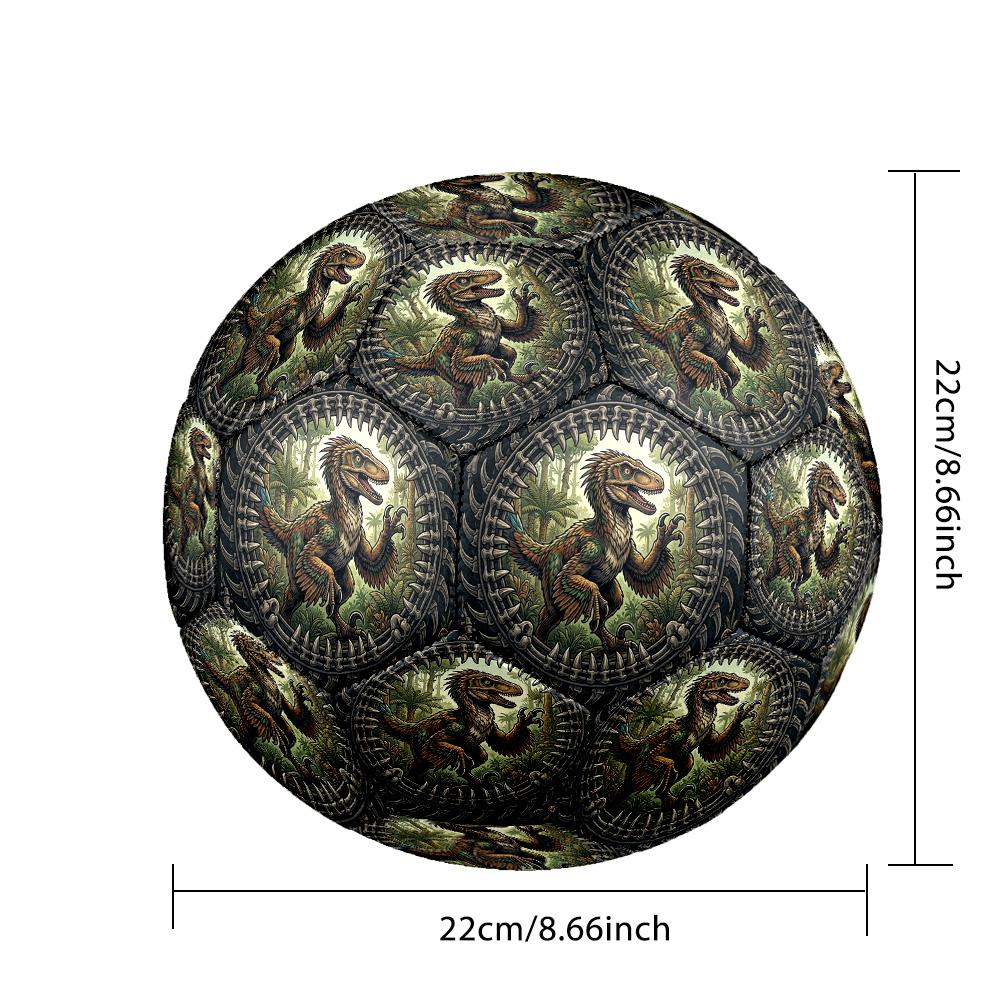 Prehistoric Dinosaur Artwork Round Football Size 5 Adult Ball Suitable for Training Matches and Outdoor Team.