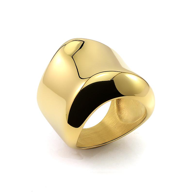 Stainless Steel Punk Big Wide Heavy Rings for Women Curved Chunky Finger Rings Shiny Mirror Polish High Quality Hip Hop Jewelry