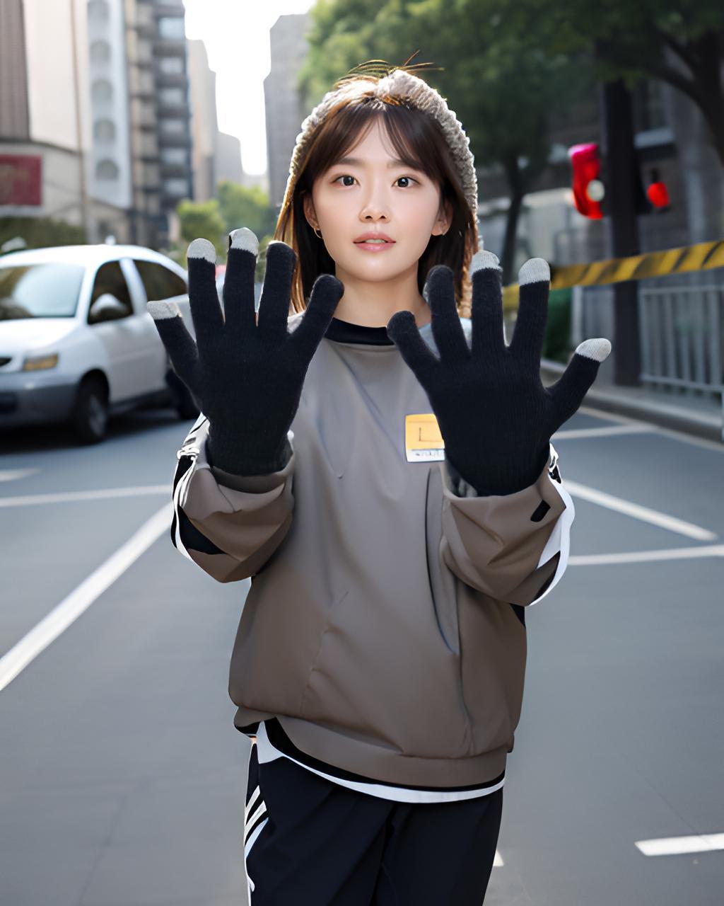 

Перчатки для сенсорных экранов унисекс из корейской толстой трикотажной шерсти для осени и зимы Classic touchscreen, One Size чёрный