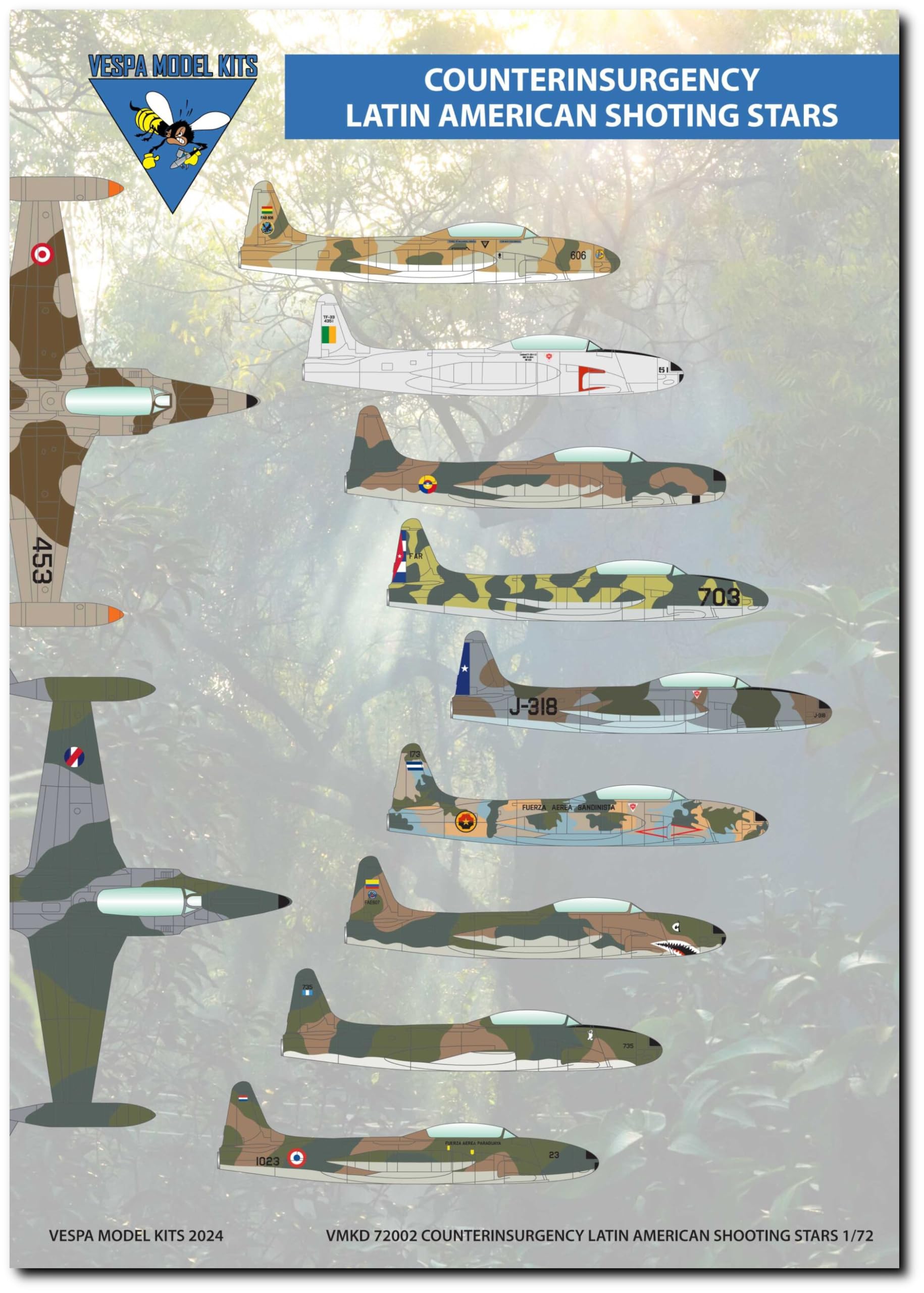 

Vespa Model Kits 1/72 Latin American T-33 Shooting Star [COIN Aircraft] Plastic Model Decal VMKD72002 (Airplane)