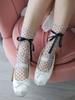 Women Summer Ultra Thin Sexy Black Ribbon Bowknot Polka Dots Enchanting Stacked Socks Sweet Sheer Tulle Jk Cute Mid Tube Socks
