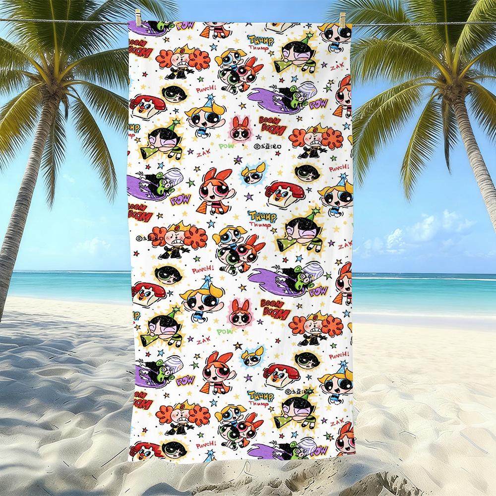 Cartoon Flying Little Policewoman Microfiber Beach Towel Quick-Drying Water-Absorbing Children'S Swimming Bath Towel Travel Portable Large Ruler