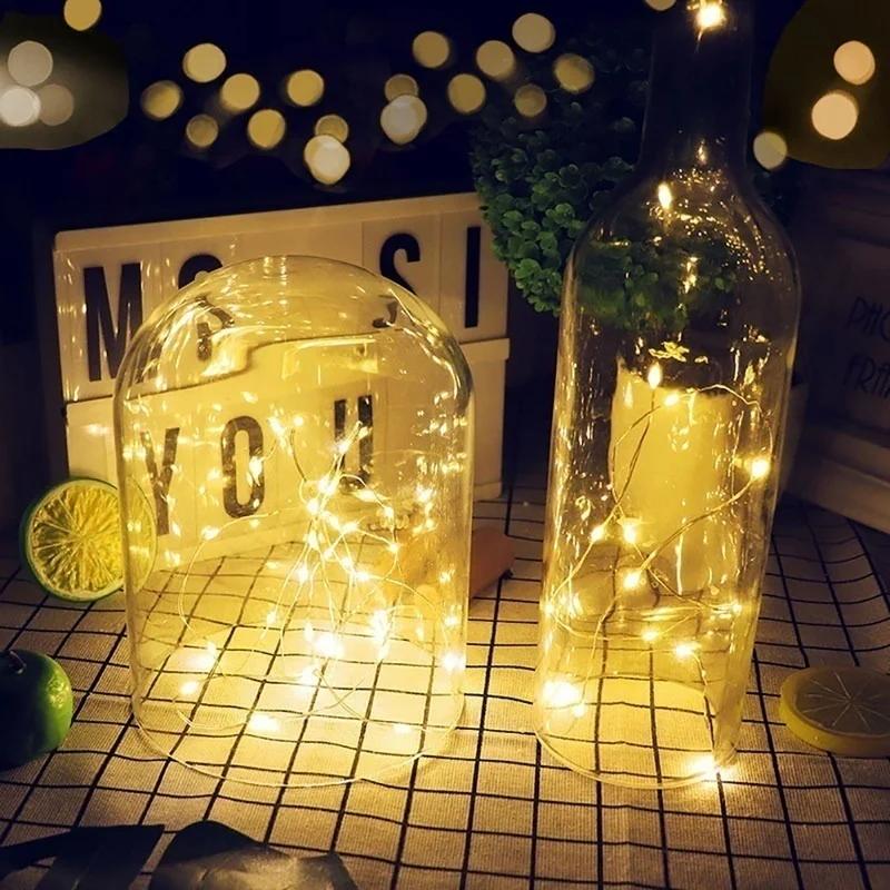 LED Night Elf Copper String Light Cork Shaped Wine Bottle Light Romantic Valentine's Day Party Decoration