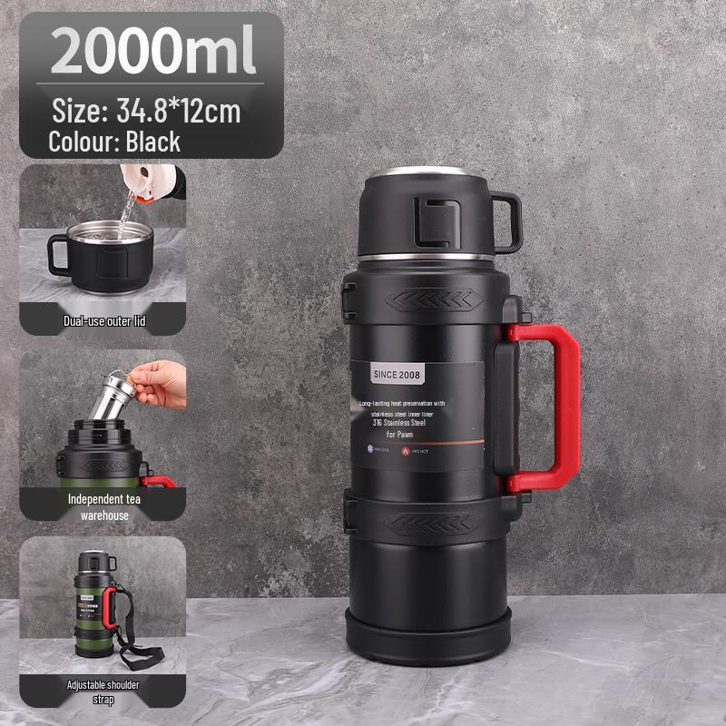 Large Capacity Outdoor Thermos 316 Stainless Steel Portable Warm Kettle for Car or Student Use