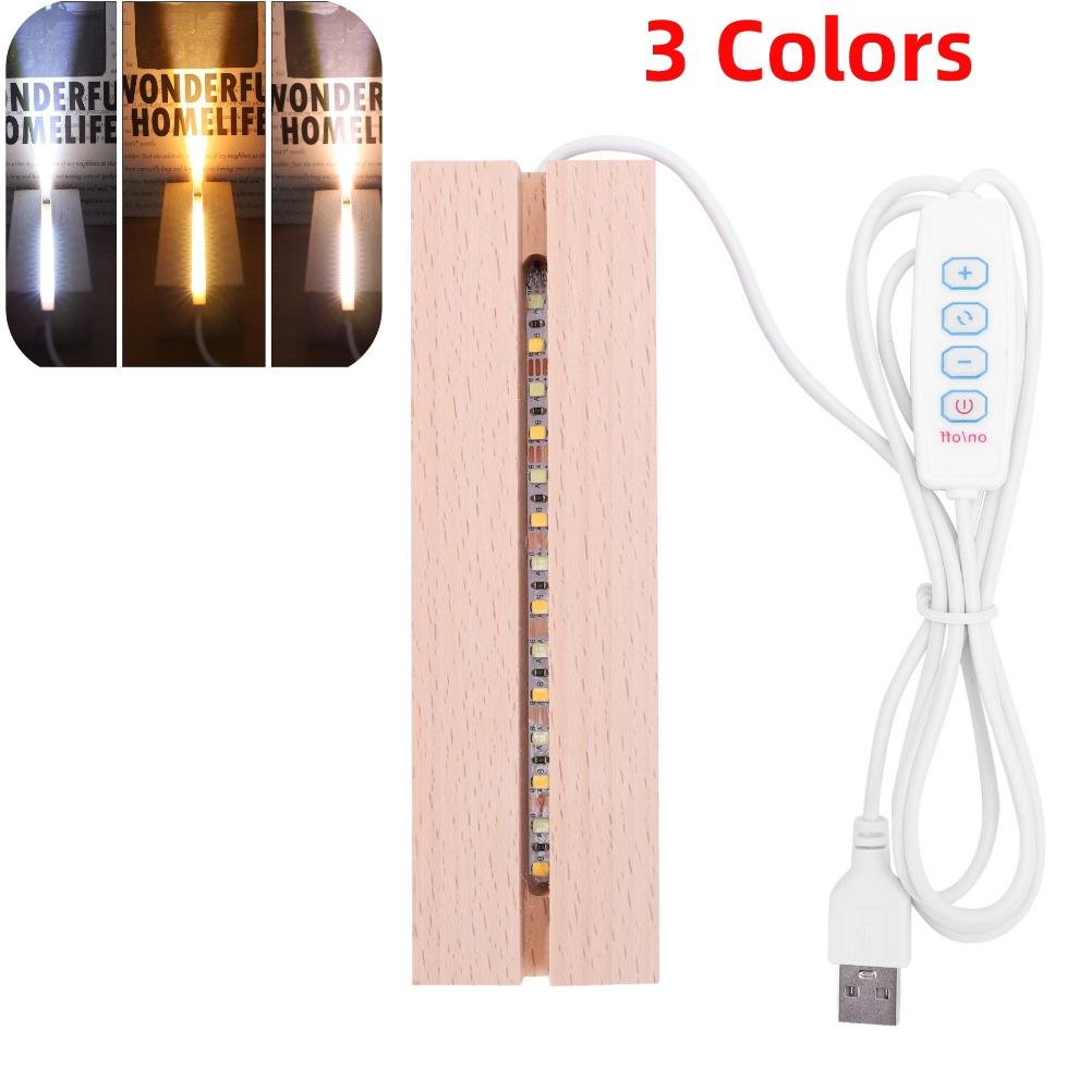1-10pcs LED Wood Light Display Crystal Wooden Lighted Base Stand Acrylic Light Plate Base USB Wooden Base for Resin Art Lights