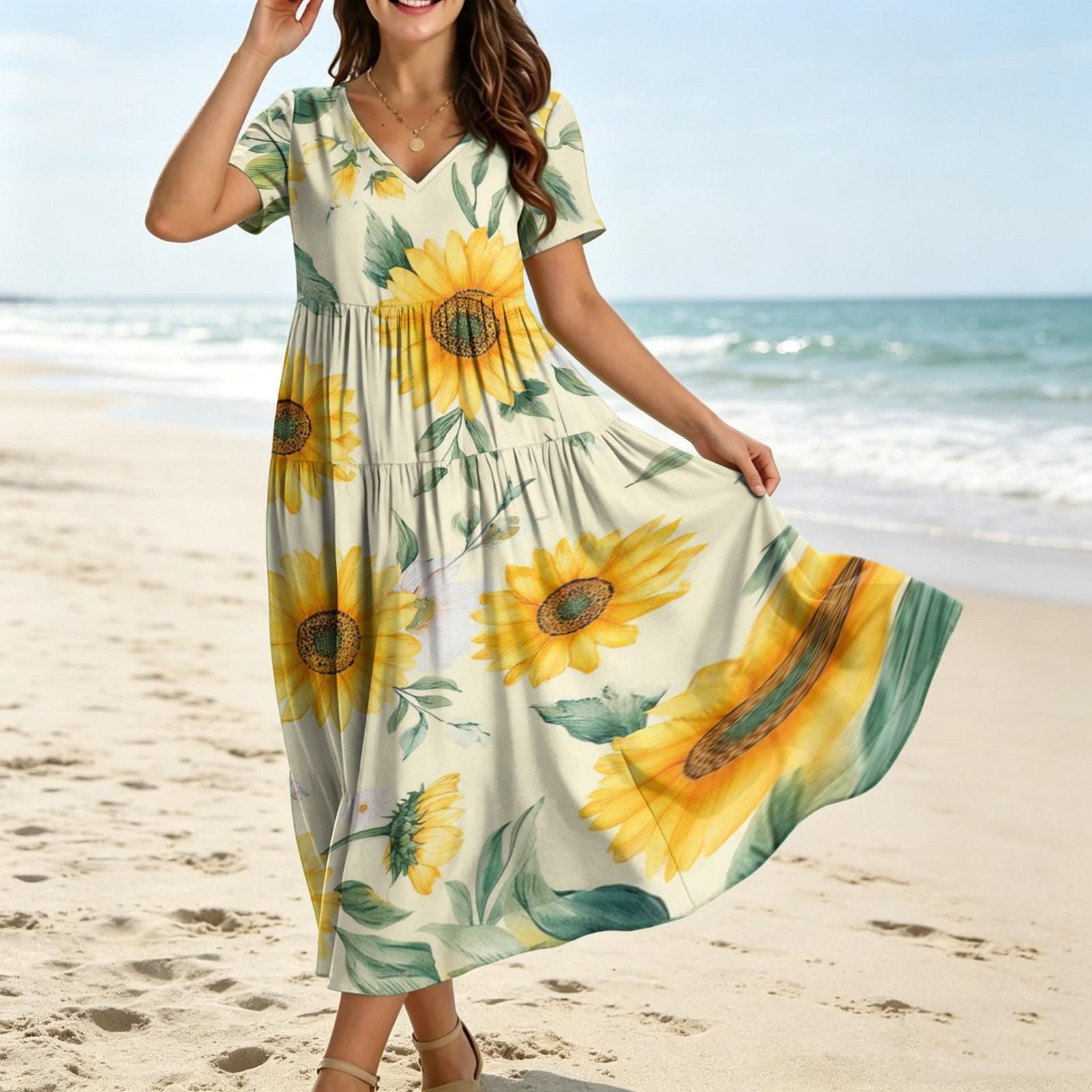 Maxi Dresses for Women Womens Maxi Dress Floral Maxi Dress Summer Maxi Dresses for Women Boho Maxi Dress With Sleeves L