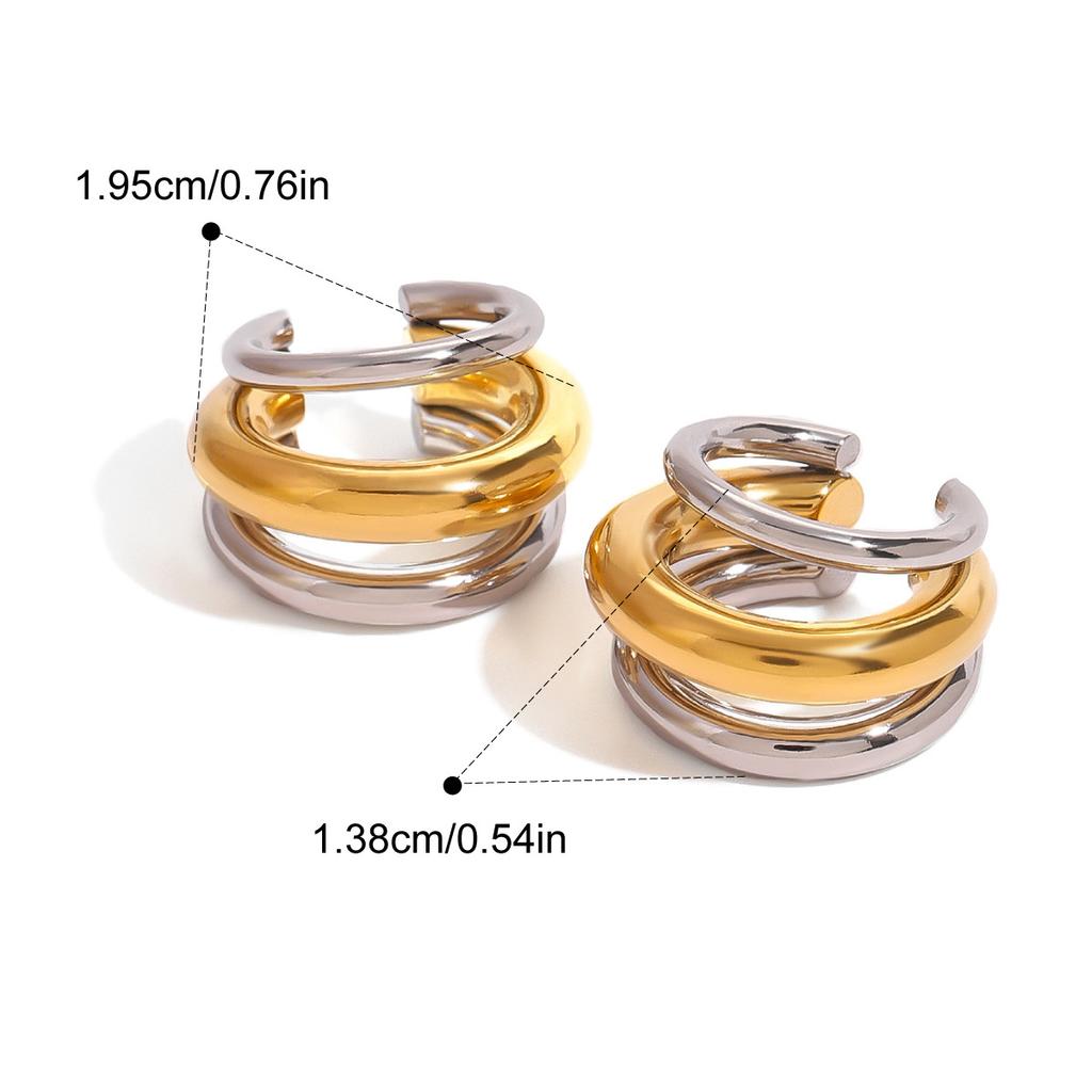 Yori Stainless Steel Double Color Cast Waterproof Ear Clip Fashion Trendy High Quality Waterproof Jewelry New Bijoux