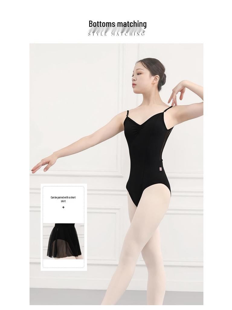 Fushinu Dancewear Spaghetti Strap Slimming Jumpsuit for Ballet and Gymnastics Training