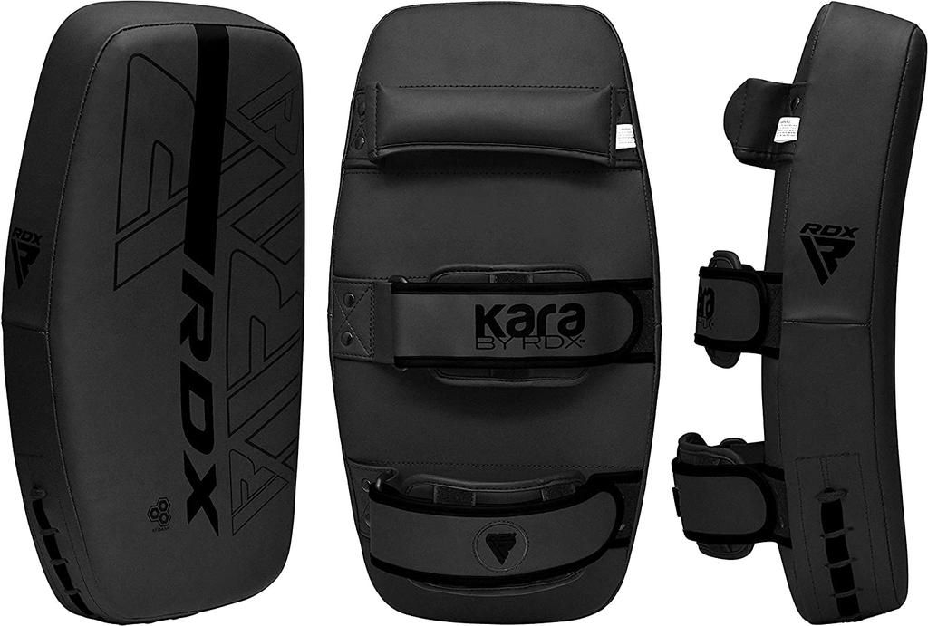 RDX KARA Series Kick Mitts with Solid Handle Mayan Hide for Muay and Authentic Japanese Product Grips, Leather, Kickboxing, Thai, Coaching, Training,