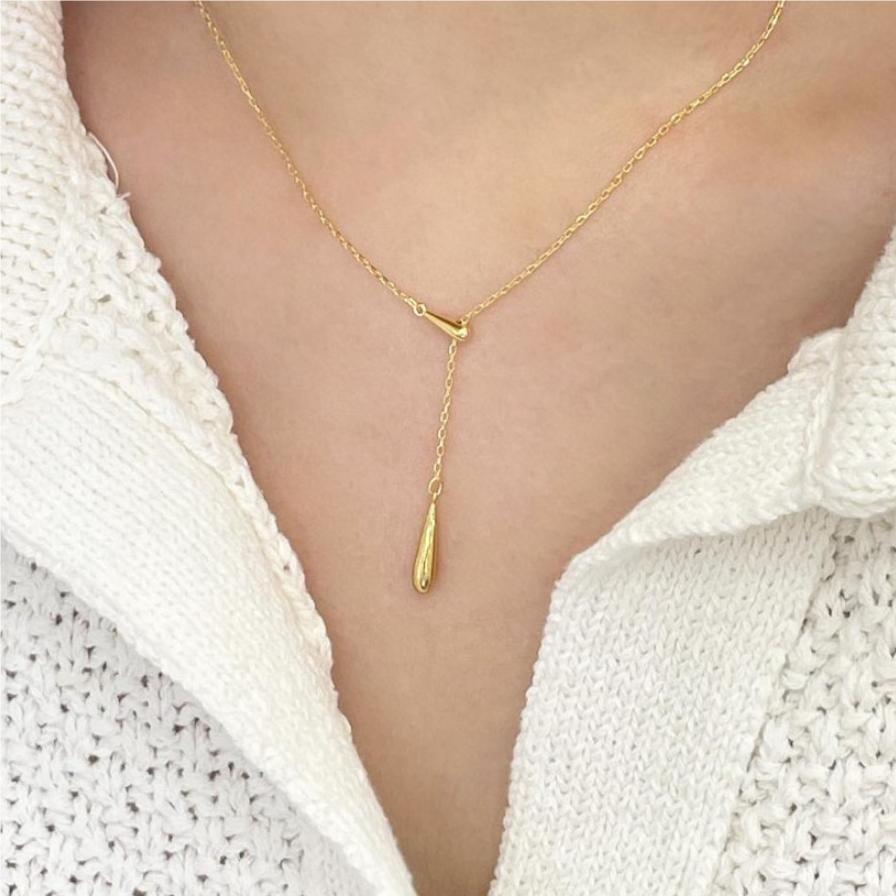 Cupronickel Plated Silver Water Drop Necklace for Women - Luxury Design, High-End Feel 2026 Choker