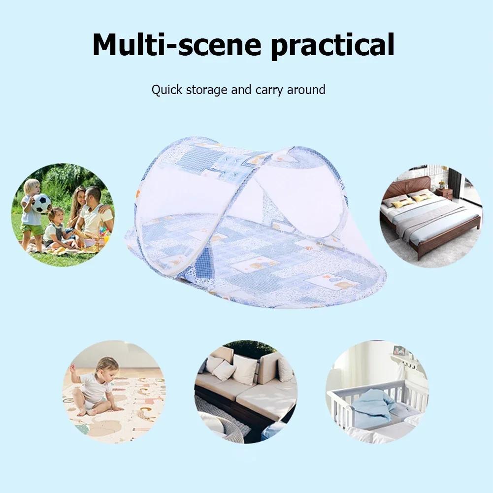 Baby Crib Mosquito Net with Zipper Door Foldable Portable Summer Children Tent for Newborn Infant High Density Grids