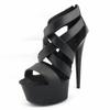 Rear zipper fish mouth black buckle shoes super high heel waterproof table 15CM fashion sandals summer