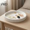 Desktop Organizer Tray Round Decorative for Coffee, Dining Table, Countertop, 3D Printed Scalloped Nordic Style Edge Serving Farmhouse, Kitchen, Home,