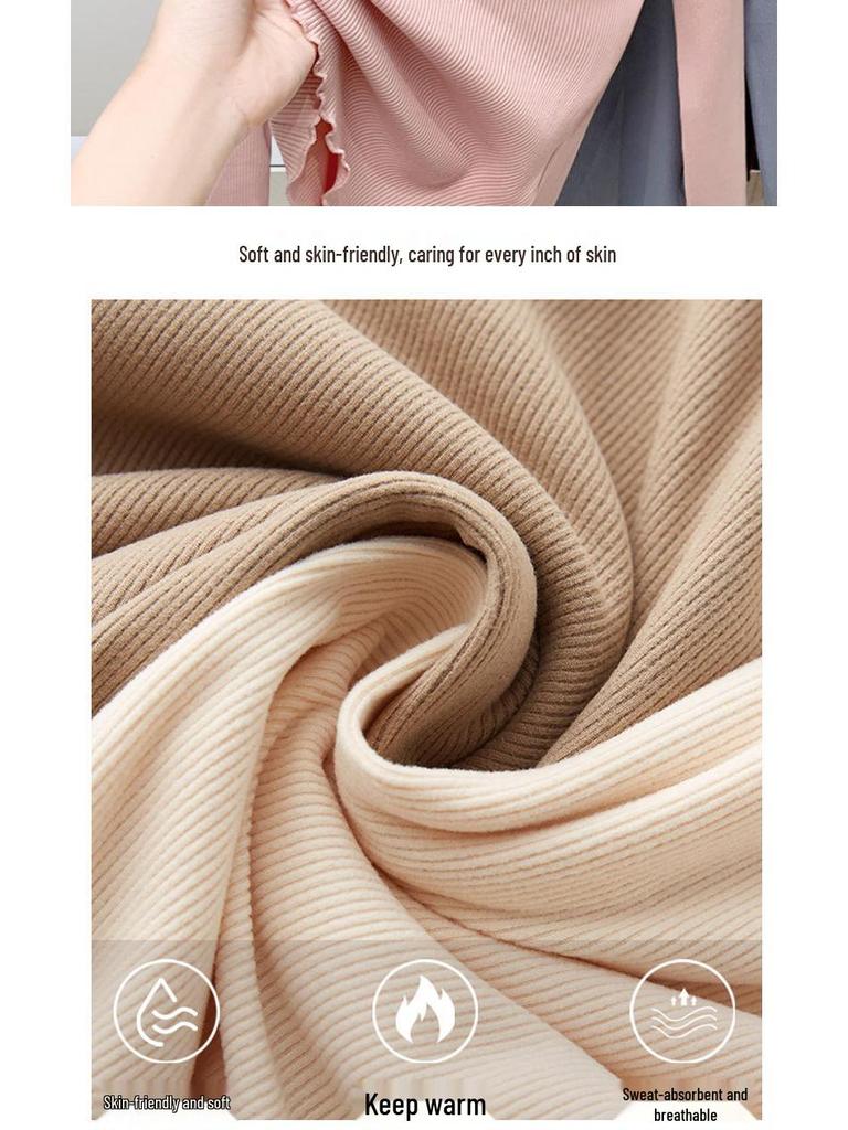 Women's Modal High Neck Long Sleeve Shirt - Elastic Slim Fit, Trendy Thin Style for Spring, Autumn, and Winter.