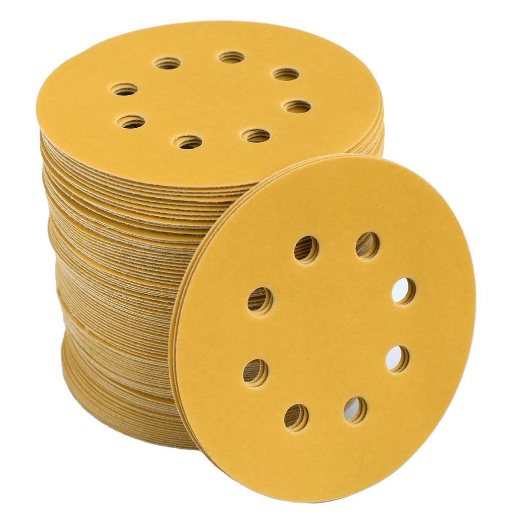 100PCS 5-Inch 8-Hole Hook and Loop Sanding Discs 120-Grit Random Orbit Sandpaper, 100-Pack