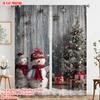 2pcs   Plane Printing Light Filtering Curtains Festive Snowman & Christmas Tree Versatile Polyester (without Rod) Festive Use