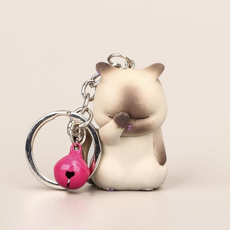Face Cover Cat Keychain Cartoon Cute Kitten Doll Ornament Bag Bag Pendant Small Gift Accessories Keychain