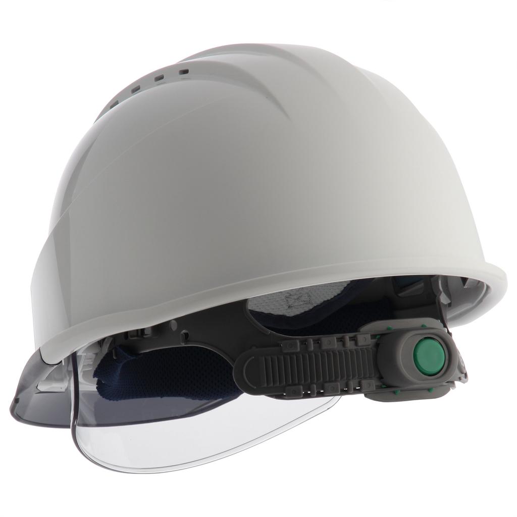 Cască Sumibe Techno Plastics Seria KKC3 cu Ventilație Vizieră Transparentă Căptușeală din Polistiren Găuri, Vizieră, Față, KKC3S-B-SWH-S