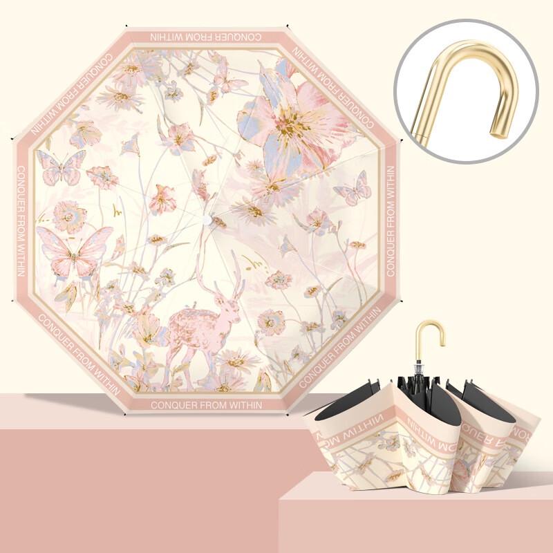 OIMG Retro Floral UV Protection Folding Umbrella