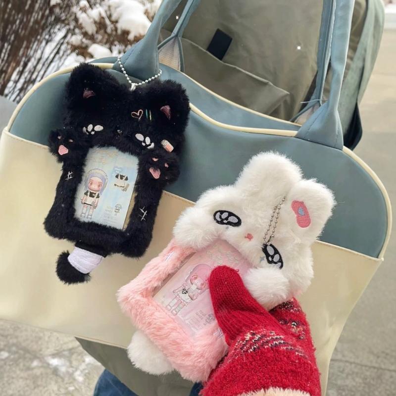 Tecknad Plysch Fotokortsfodral Fotokorthållare Bärbart Ins-kortsfodral Studenter Idol Foton Skyddsfodral