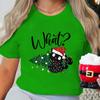 T Shirt for Women Christmas Black Cat Print T-shirt Girl Short Sleeve Crew Neck Casual Top for Xmas Party Women's Shirt Clothing