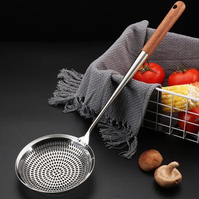 Paslanmaz Çelik Makarna Süzgeci Uzun Ahşap Saplı Büyük Noodle Süzgeci Kaşıklar Pişirme Kepçesi Patates Kızartması Süzgeci Yemek Süzgeci