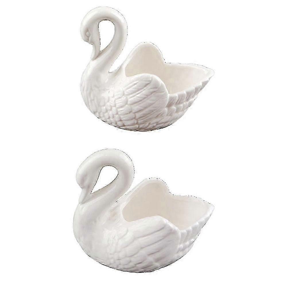 Creative White Swan Ceramic Flower Pot Multifunction Candlestick